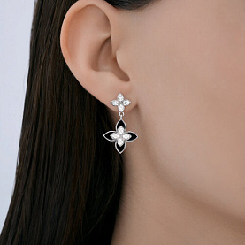 Серьги SOKOLOV - Серебро 925, Фианит, Эмаль (арт. 94027262)