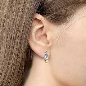 Серьги Аквамарин - Серебро 925, Фианит (арт. 48991А.6)