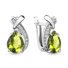 Серьги Аквамарин - Серебро 925, Фианит, Хризолит (арт. 4450007А.5)