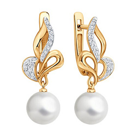 Серьги SOKOLOV - Золото 585, Жемчуг культивированный, Фианит (арт. 792472)