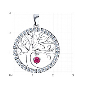 Подвеска SOKOLOV - Серебро 925, Синтетический рубин, Фианит (арт. 94032370)