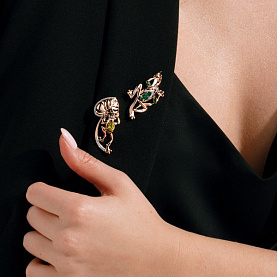 Брошь ЮФ Династия - Золото 375, Синтетический турмалин, Фианит (арт. 000348-5392)