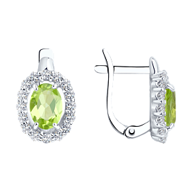 Серьги SOKOLOV - Серебро 925, Фианит, Хризолит (арт. 92021114)