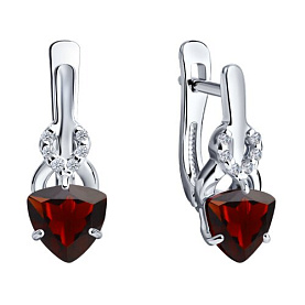 Серьги SOKOLOV - Серебро 925, Гранат, Фианит (арт. 92021179)