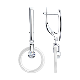 Серьги Diamant - Серебро 925, Керамика, Фианит (арт. 94-121-01276-2)