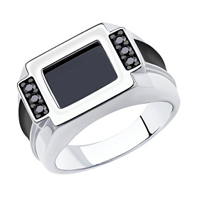 Кольцо Diamant - Серебро 925, Синтетическая шпинель, Фианит, Эмаль (арт. 94-112-00488-2)