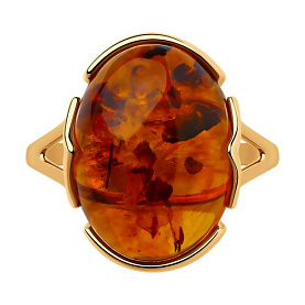 Кольцо SOKOLOV - Серебро 925, Янтарь пресс. (арт. 93010518)