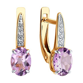 Серьги Diamant - Золото 585, Аметист, Фианит (арт. 51-320-01933-2)