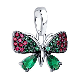 Подвеска SOKOLOV - Серебро 925, Синтетический рубин, Фианит (арт. 94033099)