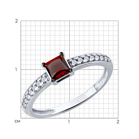 Кольцо SOKOLOV - Серебро 925, Гранат, Фианит (арт. 92014635)