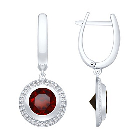 Серьги SOKOLOV - Серебро 925, Гранат, Фианит (арт. 92022056)