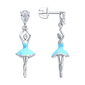 Серьги SOKOLOV - Серебро 925, Фианит, Эмаль (арт. 94026881)