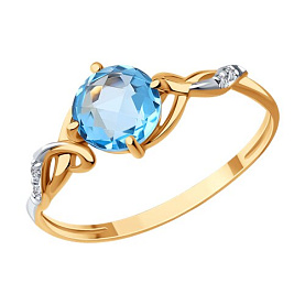 Кольцо SOKOLOV - Золото 375, Топаз, Фианит (арт. 37716960)
