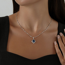 Подвеска SOKOLOV - Серебро 925, Синтетический сапфир , Фианит (арт. 88030011)