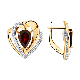 Серьги Diamant - Серебро 925, Гранат, Фианит (арт. 93-320-00545-1)