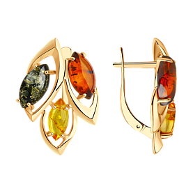 Серьги Diamant - Серебро 925, Янтарь пресс. (арт. 93-320-00442-1)