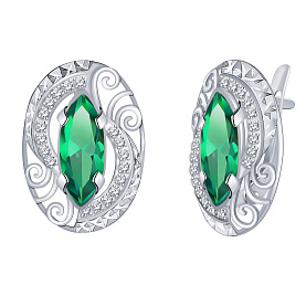 Серьги Атолл - Серебро 925, Фианит (арт. 20496ас2-925)
