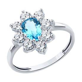 Кольцо SOKOLOV - Серебро 925, Топаз, Фианит (арт. 92014439)