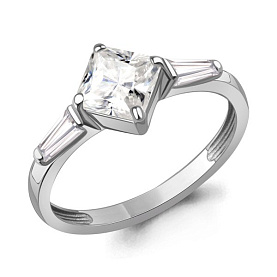 Кольцо Аквамарин - Серебро 925, Фианит (арт. 600655.5)