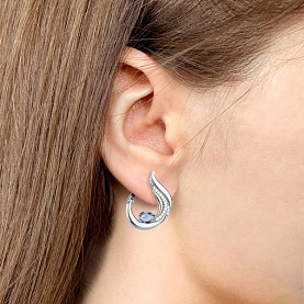 Серьги Аквамарин - Серебро 925, Топаз, Фианит (арт. 45018505А.5)