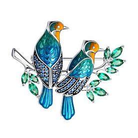 Брошь SOKOLOV - Серебро 925, Фианит, Эмаль (арт. 94040208)