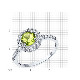 Кольцо SOKOLOV - Серебро 925, Фианит, Хризолит (арт. 92014324)