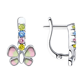 Серьги SOKOLOV - Серебро 925, Фианит, Эмаль (арт. 94023686)