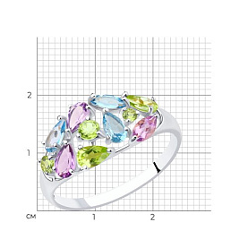 Кольцо SOKOLOV - Серебро 925, Аметист, Топаз, Хризолит (арт. 92011378)