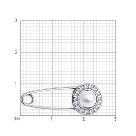 Булавка Diamant - Серебро 925, Жемчуг культивированный, Фианит (арт. 94-340-02641-1)