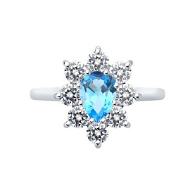 Кольцо SOKOLOV - Серебро 925, Топаз, Фианит (арт. 92014439)
