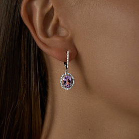 Серьги Diamant - Серебро 925, Аметист, Фианит (арт. 94-321-01999-2)