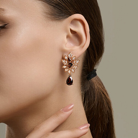 Серьги Diamant - Серебро 925, Гранат, Фианит (арт. 93-320-00855-1)
