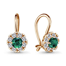 Серьги Аквамарин - Серебро 925, Стекло, Фианит (арт. 40965Г.6)