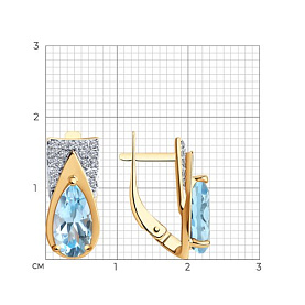 Серьги SOKOLOV - Золото 585, Топаз, Фианит (арт. 728454)
