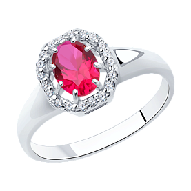 Кольцо SOKOLOV - Серебро 925, Синтетический рубин, Фианит (арт. 84010007)