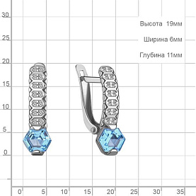 Серьги Аквамарин - Серебро 925, Синтетический топаз, Фианит (арт. 4969992А.5)