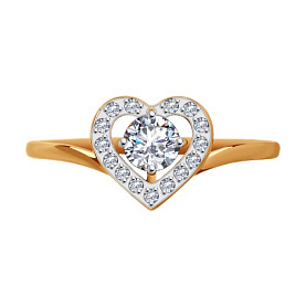 Кольцо SOKOLOV - Золото 375, Фианит (арт. 019016-4)