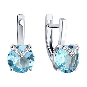 Серьги SOKOLOV - Серебро 925, Топаз, Фианит (арт. 92022959)