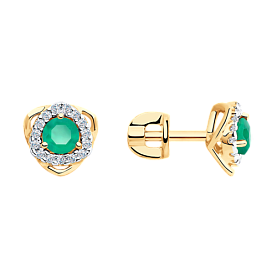 Серьги SOKOLOV - Золото 375, Агат, Фианит (арт. 37726096)