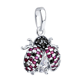 Подвеска SOKOLOV - Серебро 925, Синтетический рубин, Фианит (арт. 94033270)