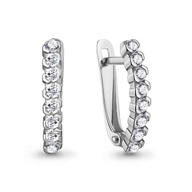 Серьги Аквамарин - Серебро 925, Фианит (арт. 400908А.5)