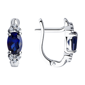 Серьги SOKOLOV - Серебро 925, Фианит, Синтетический сапфир (арт. 88020007)