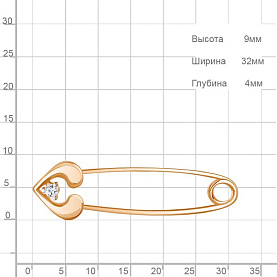 Булавка Аквамарин - Серебро 925, Фианит (арт. 77469А.6)