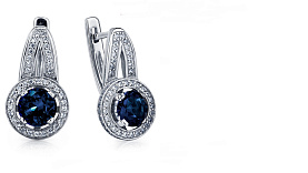 Серьги Platinum Lab. - Платина 950, Сапфир, Бриллиант (арт. ПС-034С-01)