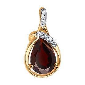 Подвеска Diamant - Серебро 925, Гранат, Фианит (арт. 93-330-01919-1)