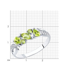 Кольцо SOKOLOV - Серебро 925, Фианит, Хризолит (арт. 92011592)