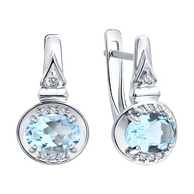 Серьги SOKOLOV - Серебро 925, Топаз, Фианит (арт. 92025355)