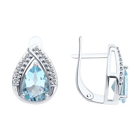 Серьги SOKOLOV - Серебро 925, Топаз, Фианит (арт. 92023141)