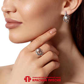 Кольцо Красная пресня - Серебро 925, Жемчуг культивированный (арт. 23316822)